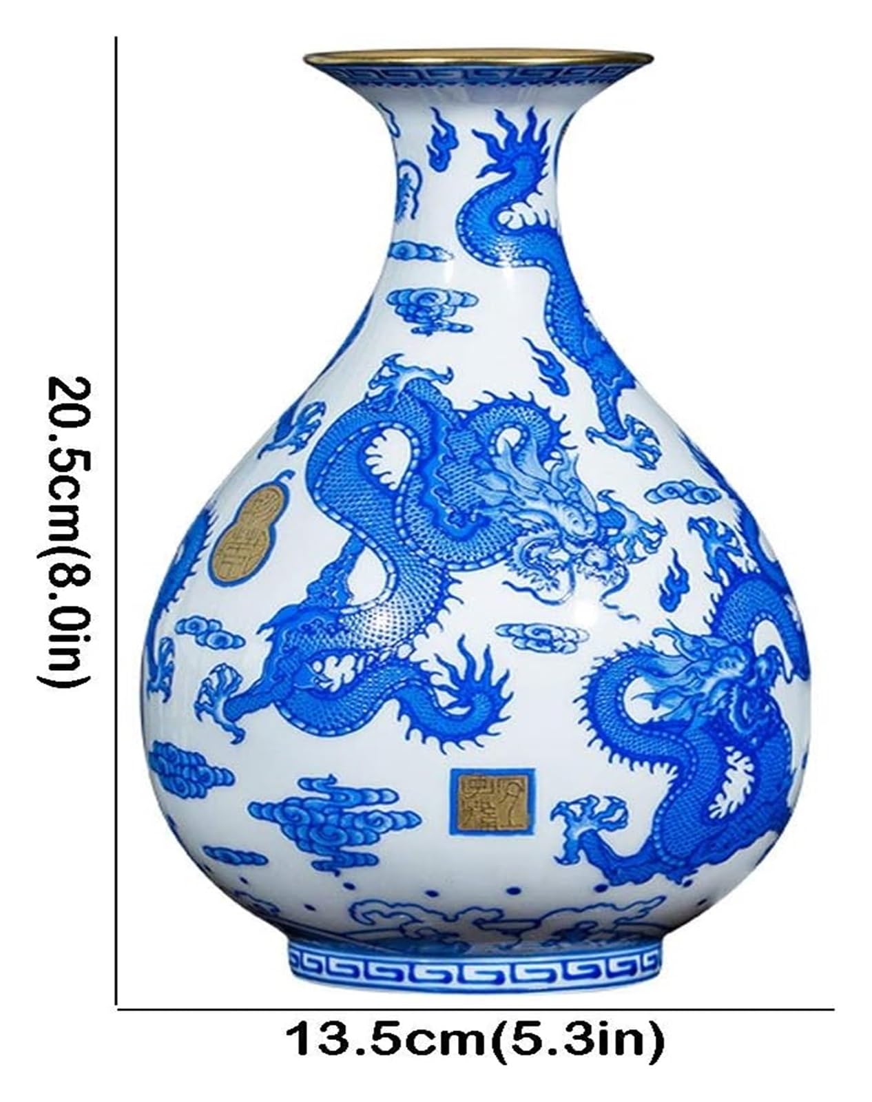 手描き花柄陶器花瓶25センチ 花模様 陶器の花瓶 ZA445