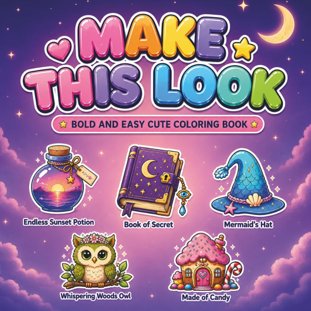 Make This Look: Bold and Easy Cute Coloring Book with Creative Prompts to Transform Magical Objects Through Imagination