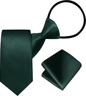 A&J DESIGN Boys Pre-Tied Satin Zipper Tie & Pocket Square Set for 4-14 Years