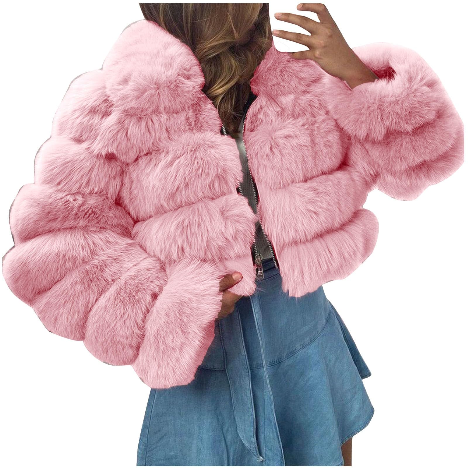 ジャケット・アウター poppy Cropped fur jacket (white) POPPY