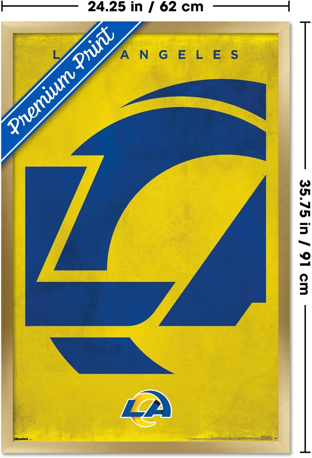 NFL Los Angeles Rams - Logo 25 Wall Poster, 34L" x 22.4W", Gold Framed Version