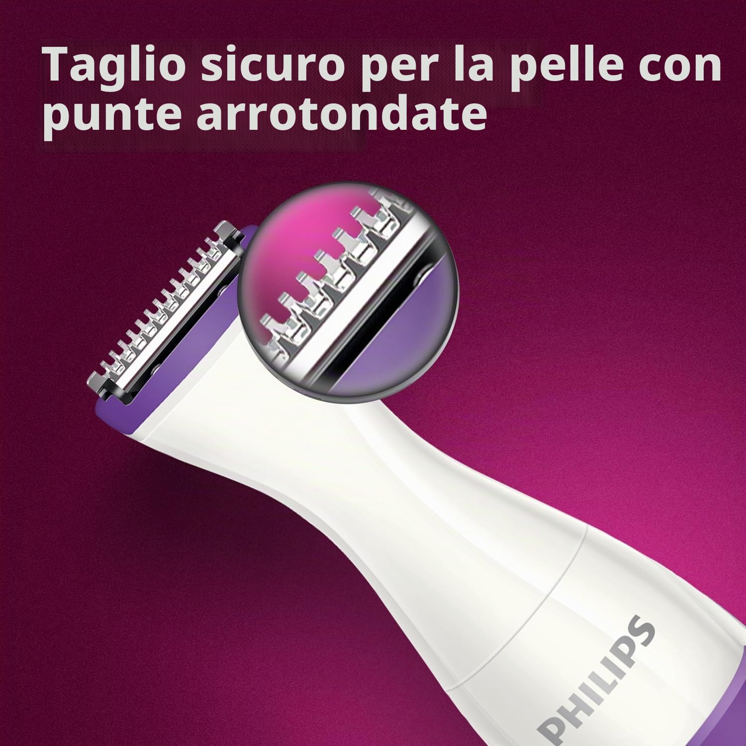 Philips rifinitore zona bikini con 2 pettini e 1 testina di precisione, portatile con custodia BRT383/15