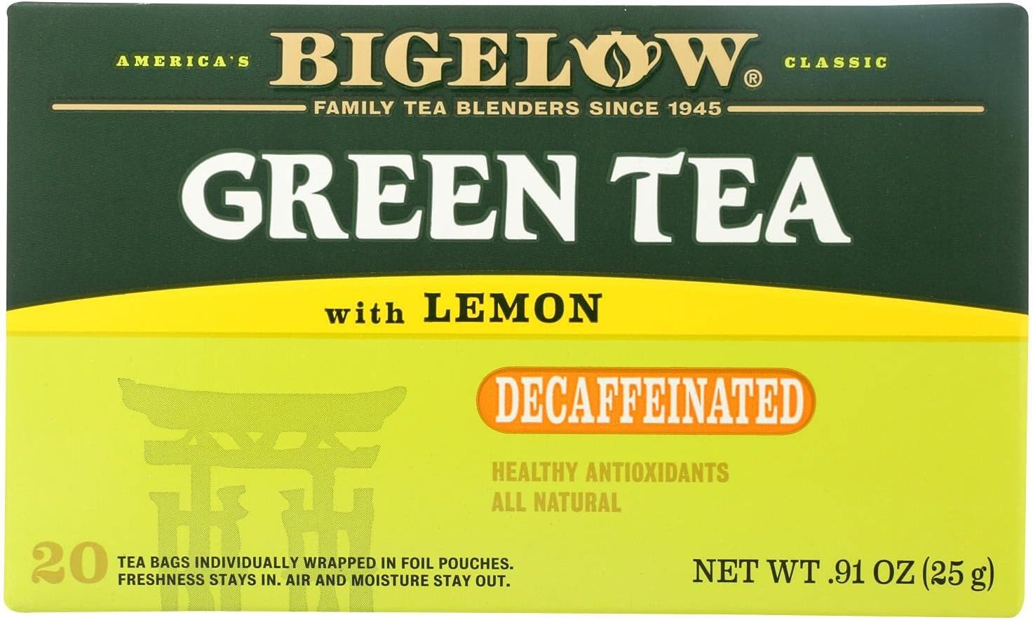 Bigelow Green Tea with Lemon Decaf 0.91 OZ(Pack of 6)