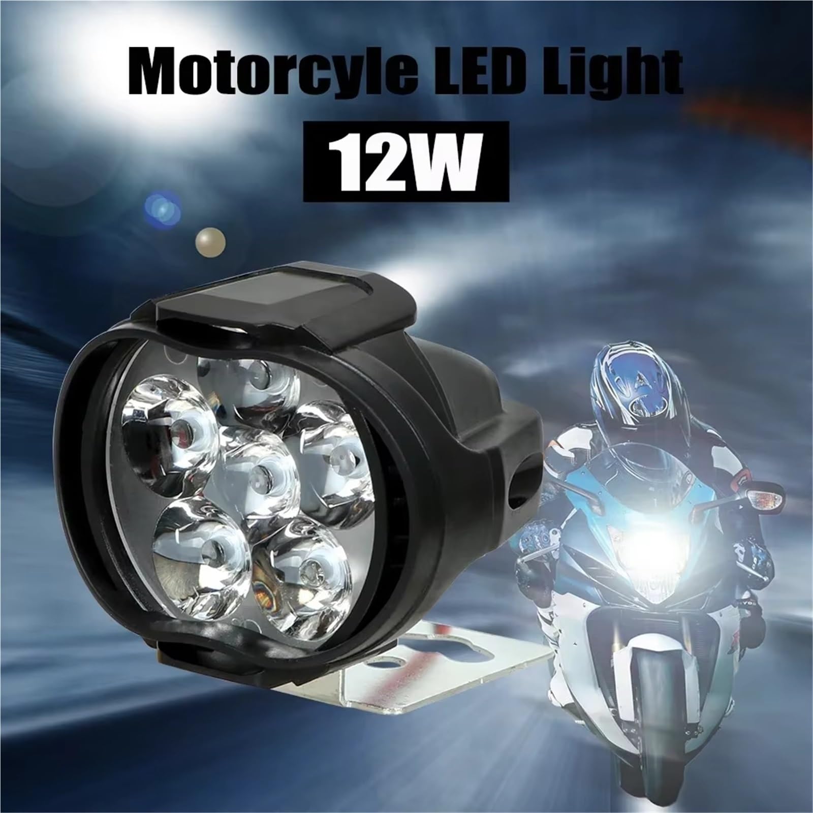 Phare Avant Moto Phares Moto Feux Auxiliaires Scooter Projecteurs Ampoules Antibrouillard À 6 LED Feux Travail Avec Interrupteur Feux Phare(4 piece)