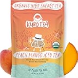 High Caffeine Iced Tea (155 mg) - Kubo Tea: Organic Peach Mango Black Tea Bags for Clean Energy & Focus | Healthy Coffee Substitute | High Energy Iced Blend | 20 Ct | Compostable Packaging