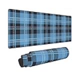 Tartan-in-White-Blue-Colors (2) Large Mouse Pad, 31.5x12 Inch Gaming Desk Mat, XXL Non-Slip Rubber Base Computer Pad with Durable Stitched Edges for Work and Play