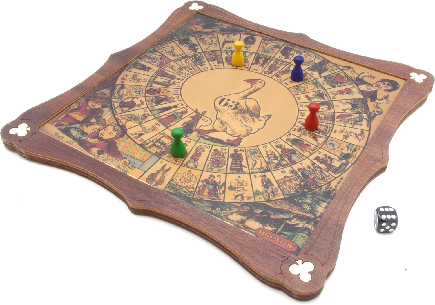 Game of Goose, traditional wooden board game
