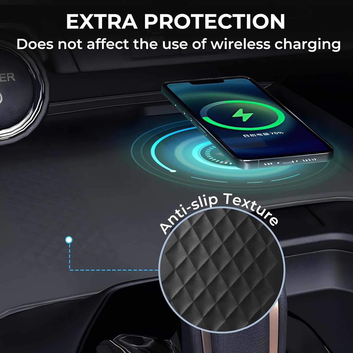 Wireless Charging Protective Mat for Toyota Grand Highlander 2026 2025 2024, Center Console Interior Accessories Silicone Anti-Slip Wireless Charger Cover Pad for 2024-2026 Grand Highlander