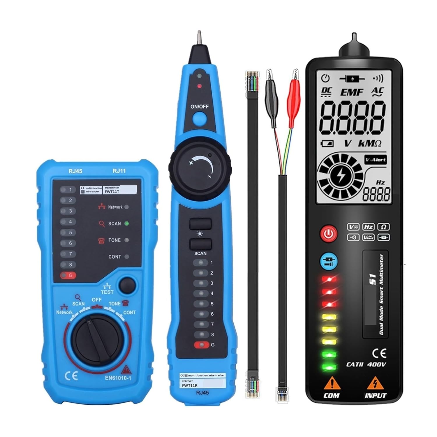 FWT11 RJ11 RJ45 Cat5 Cat6 Telephone Wire Tracker Tracer Toner Ethernet LAN Network Cable Tester Line Finder(FWT11 with S1 New)