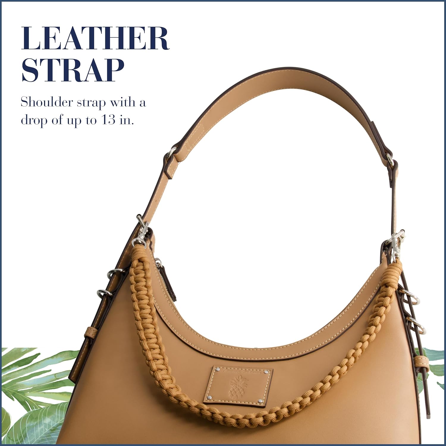 Tommy Bahama Hobo Bag, Women's Zip-Top Handbag with Adjustable Shoulder Strap, Tan, One Size - Image 4