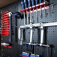 Vista 3 de Prostormer Banco de trabajo resistente de 47.25 pulgadas con tablero de clavijas, ganchos y cajones, mesa de trabajo de garaje resistente