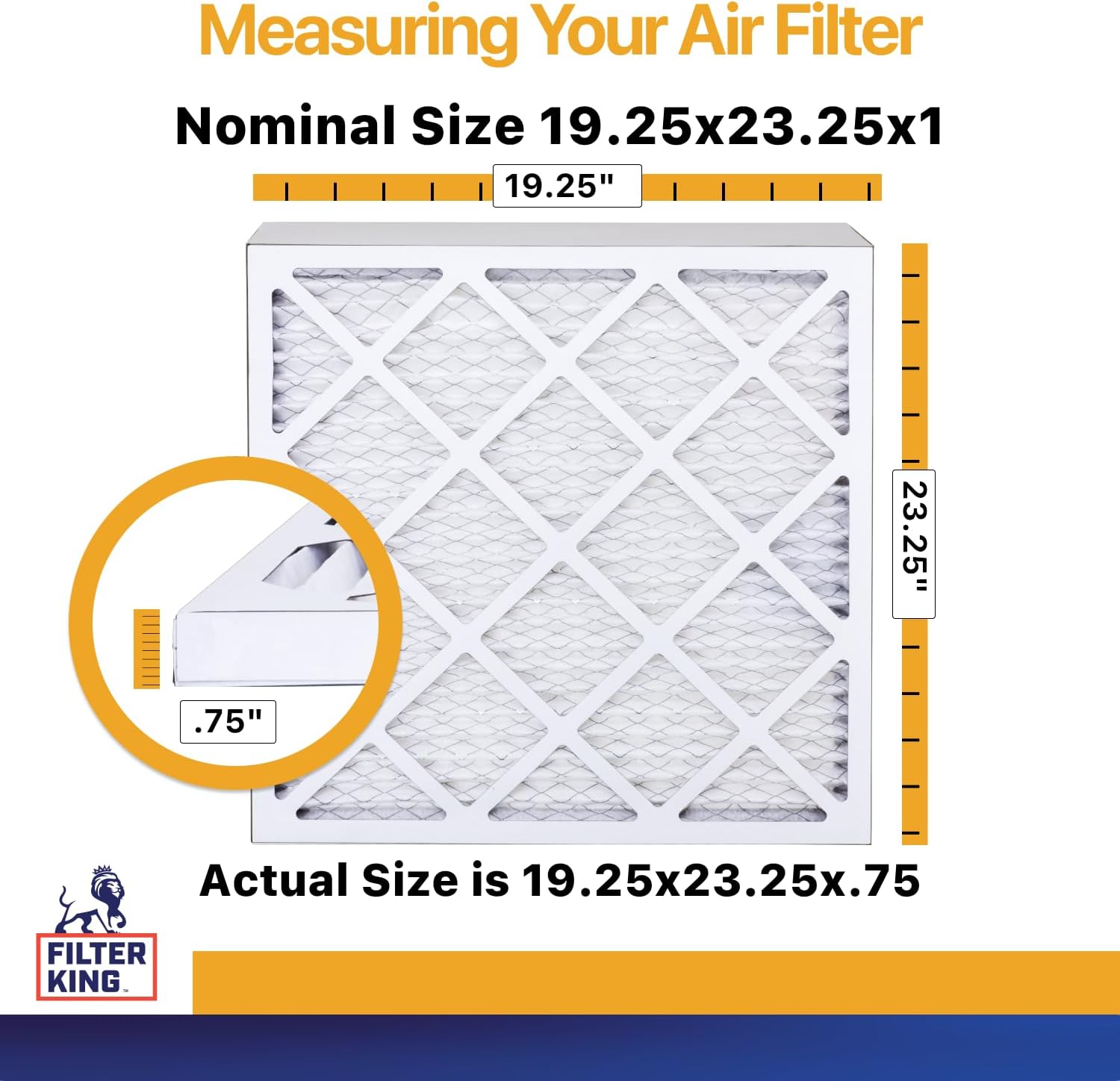 Filter King 19.25x23.25x1 Air Filter (MERV 13) (6-Pack) Dust & Allergy Control AC Furnace Filters, MADE IN USA, HVAC, Pleated, Electrostatic (Actual Size: 19.25 x 23.25 x .75)