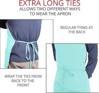 Utopia Kitchen Bib Aprons 2 Pack Adjustable With 2 Pockets 100% Polyester