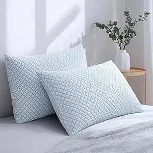 Alkyonos Shredded Memory Foam Cooling Medium Soft Bamboo Viscose Pillows King Set of 2, Adjustable Hypoallergenic Hotel Quality Pillows for Back, Stomach and Side Sleeper, Oeko-TEX Certified