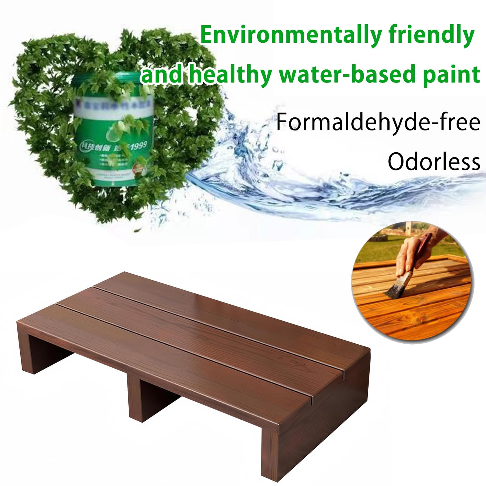 Sgabello in legno per adulti, Sgabello One Step per anziani, resistente poggiapiedi, gradini per letti alti, bagno, camera da letto, cucina, Sicuro e Stabile, Marrone, 100×30×15cm
