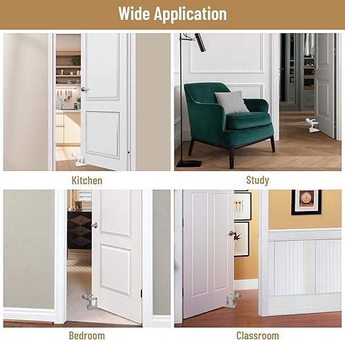 Miniatura 6 de Omoojee Lindo tope de puerta, decorativo y resistente, tope de puerta decorativo, cuña delantera inferior adecuada para más puertas, blanco y gris
