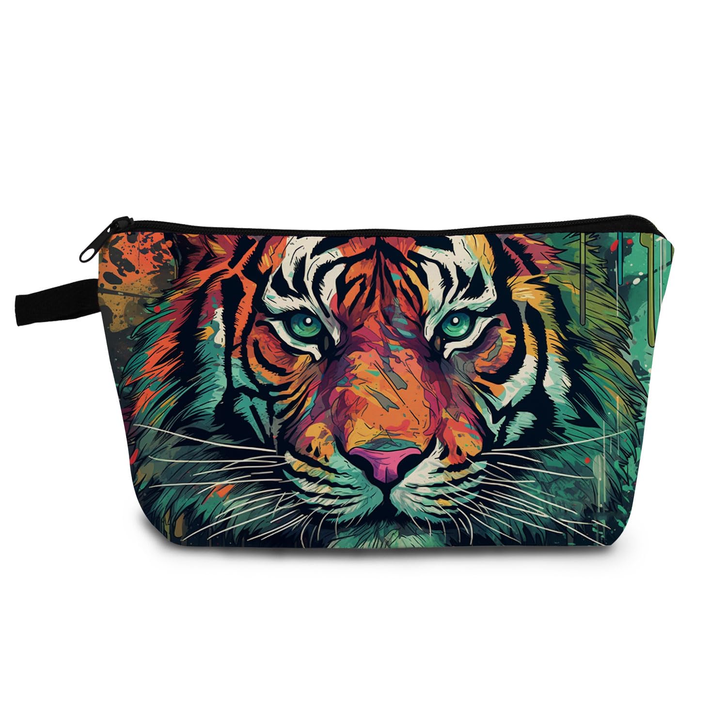 YULUENZE Tiger Makeup Bag - Cute Small Organizer with Zipper, Tiger Print Cosmetic Bag - Birthday Gifts for Women Friends