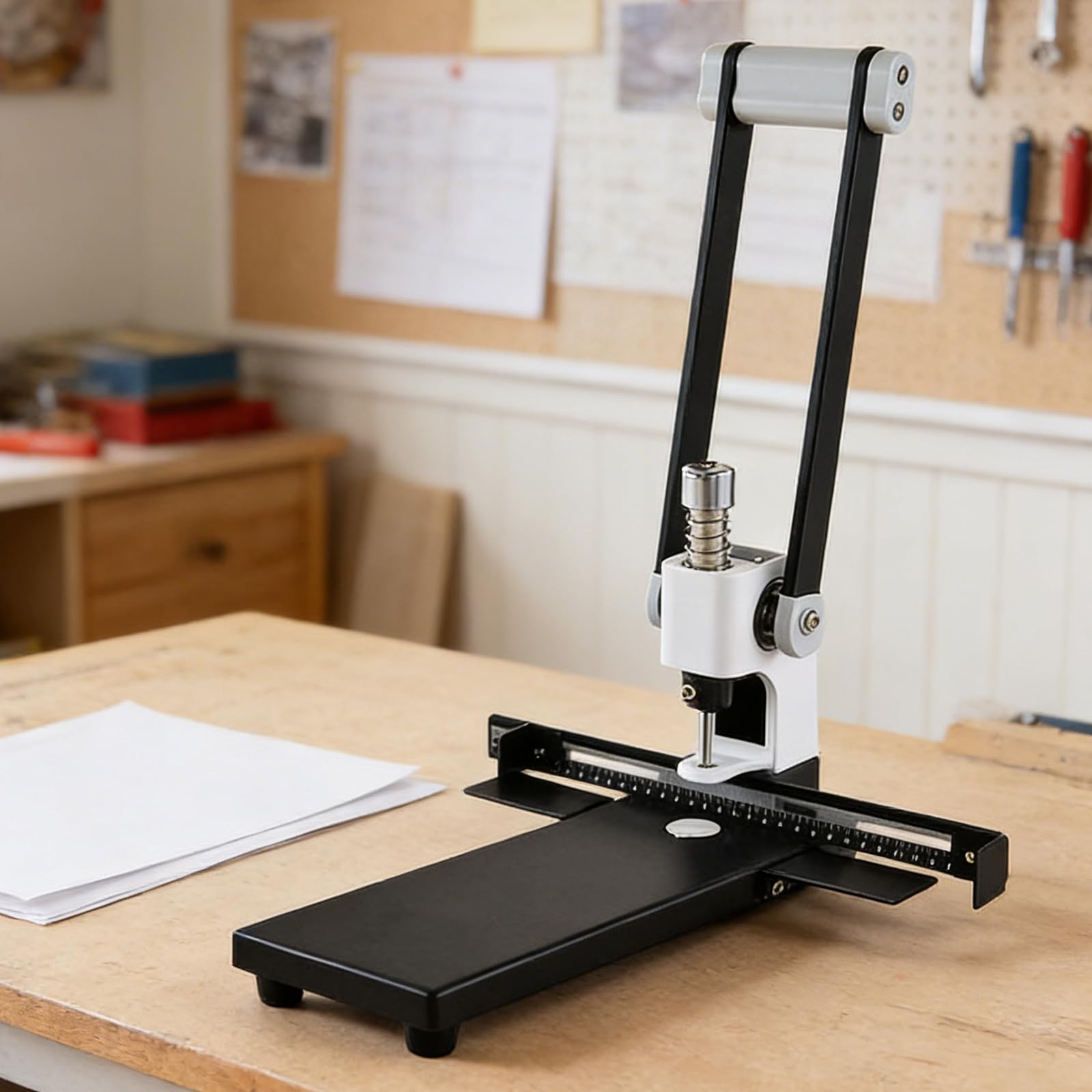 Perforatrice Per Fori Rotondi Ad Alta Resistenza, Spessore Foro 30 Mm, Capacità 300 Fogli, Con Punta Da Trapano Da 5 Mm E Contenitore Per La Carta, Margini Regolabili, Per Ufficio, Casa E Tipografia