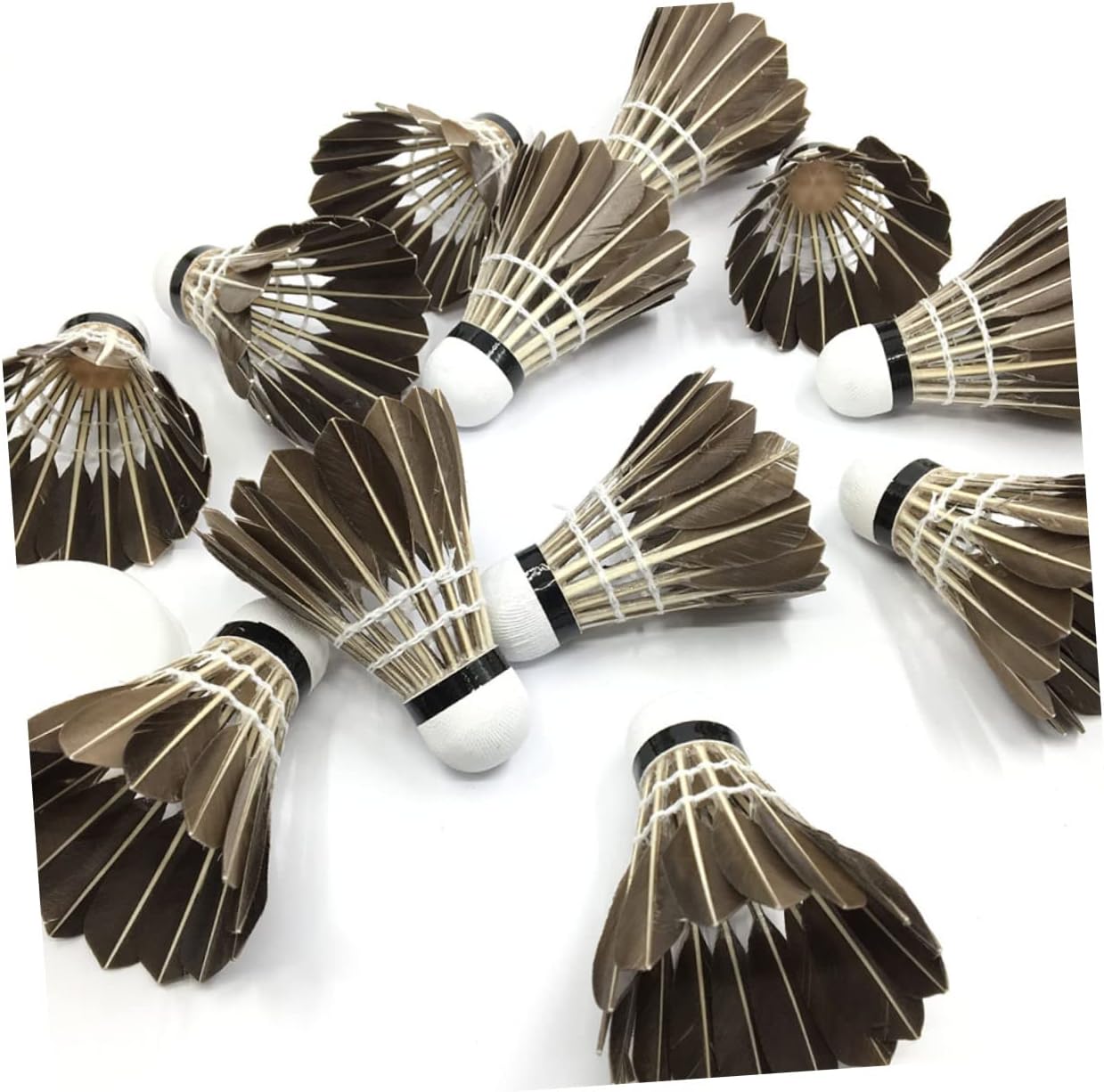 KOMBIUDA 12pcs High Stability Badminton Shuttlecocks for Training and Exercise Black Feathered Birdies for Amateurs and Family Play