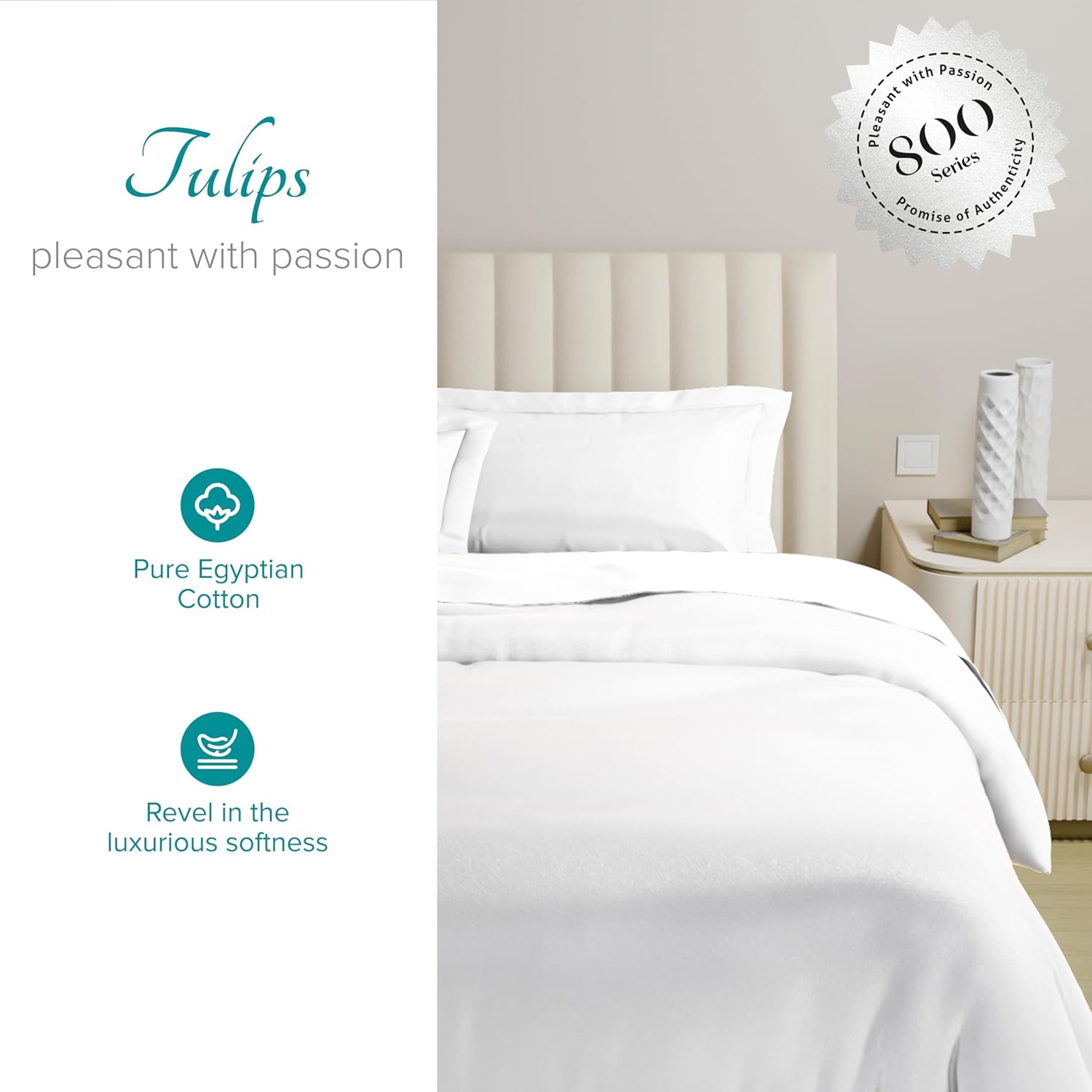 Carressa Linen Oversized King Duvet Cover - 100% Egyptian Cotton Luxury 800 Thread Count, Oversized King Duvet Covers (3 PC, White), Soft, Sateen Comforter Protector, Zipper Closure & 7 Corner Ties