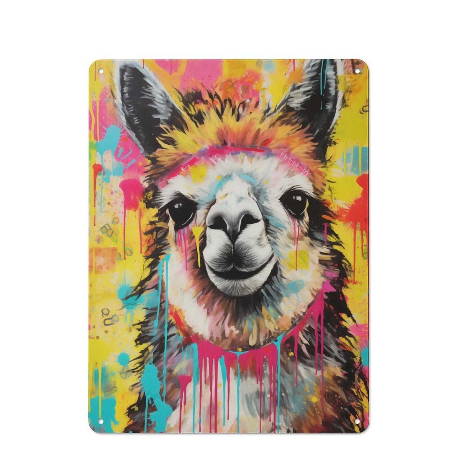 Junmoney Alpaca Pop Art Home Decor Rustic Metal Sign 40X30cm For Kitchen Or Home Bar, Gift For Kitchen Decor Lovers During The Christmas Season