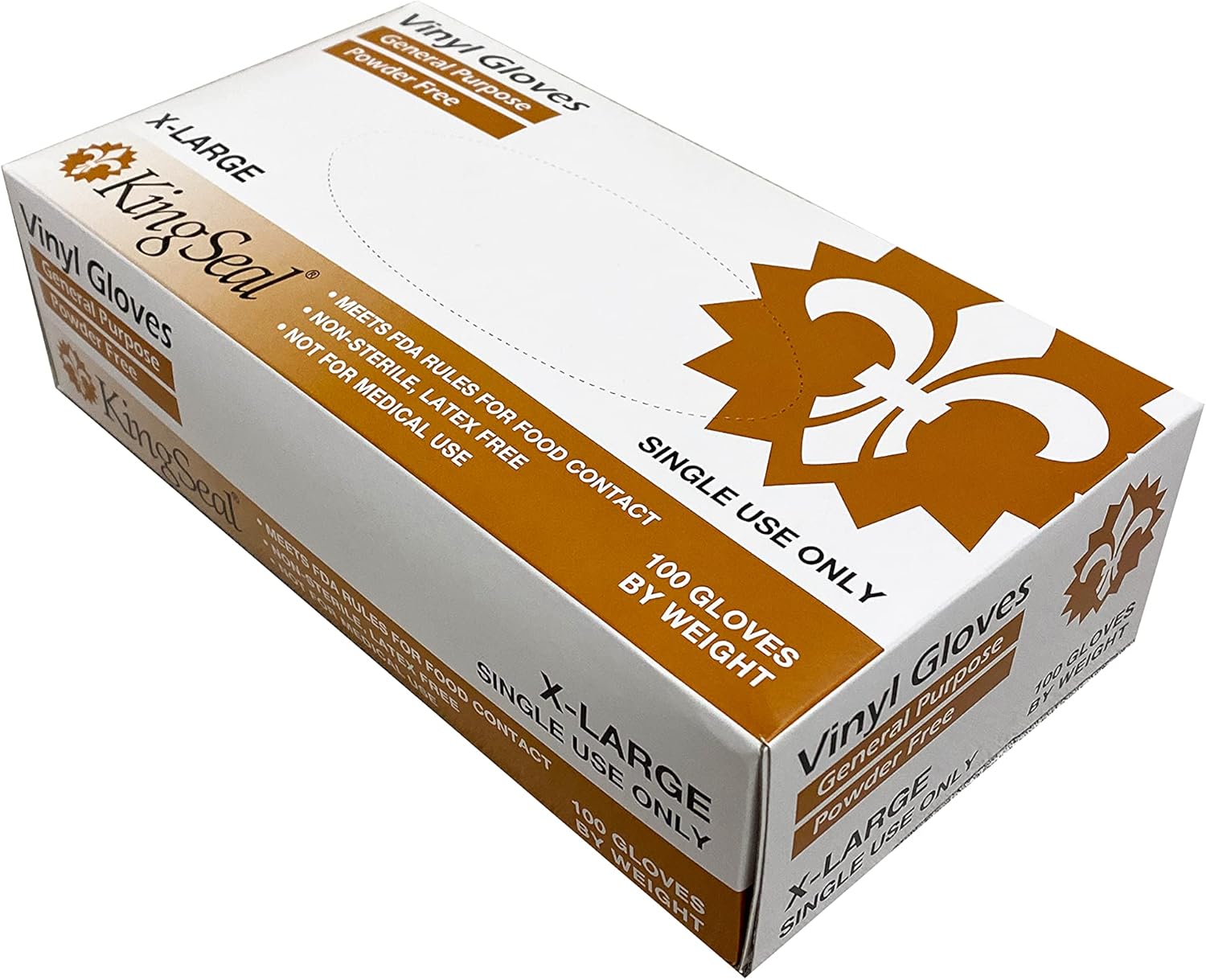 KingSeal X-LARGE, Vinyl General Purpose Disposable Gloves, Powder-Free, 4 mil, Clear - 4 boxes of 100 Gloves by Weight (400 Count)
