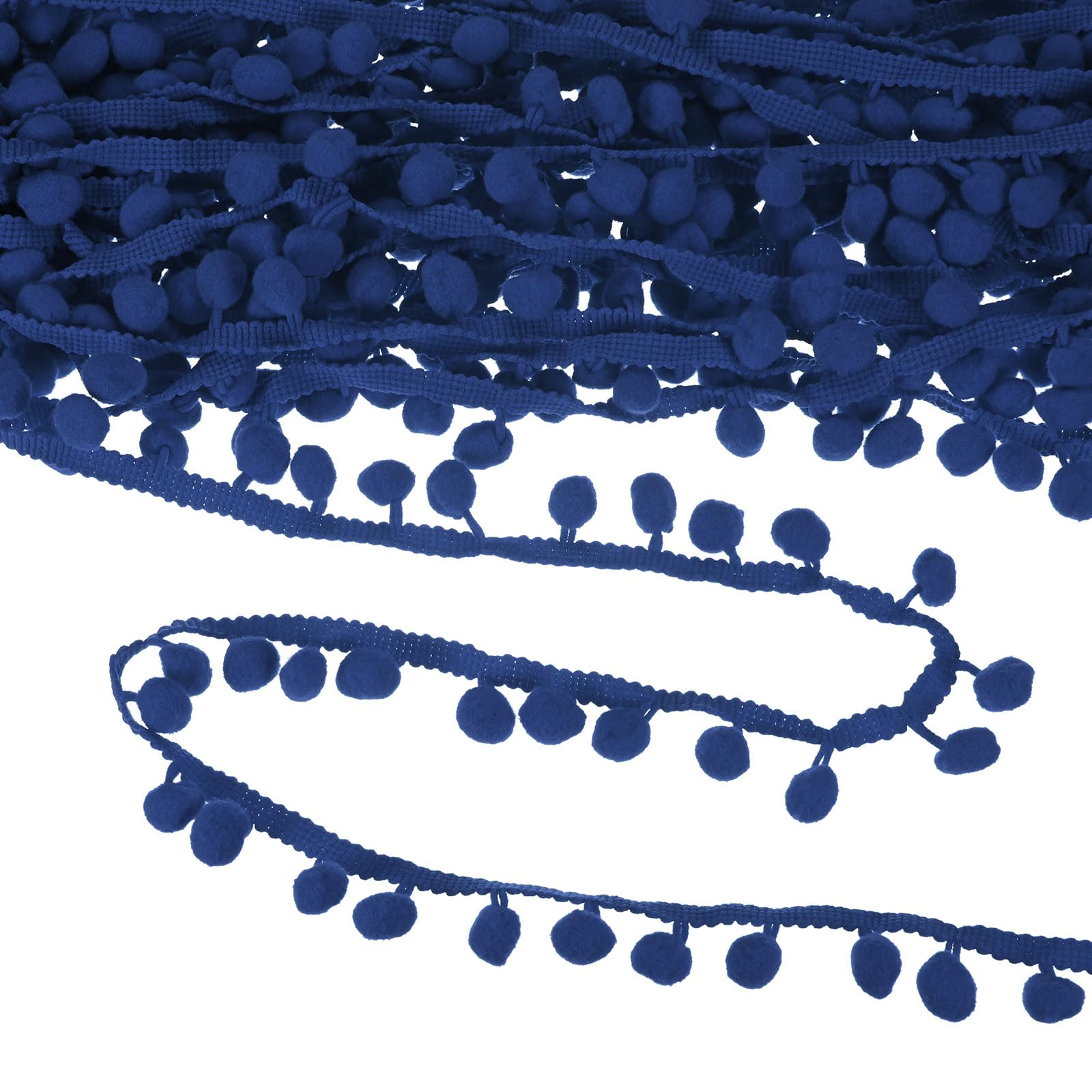 M METERXITY Pom Pom Ball Fringe Trim, 20 Yards 11mm Ball Fringe Trim Ribbon Sewing Accessory for Home Decoration/DIY Crafts/Curtain/Pillow [Navy Blue]