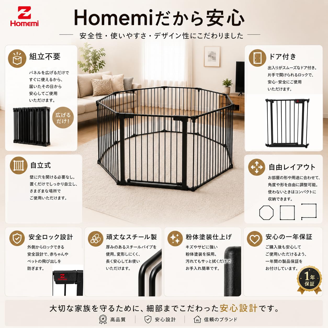 Amazon.co.jp: Homemi 犬 サークル 室内 ペットフェンス 柵 テレビ