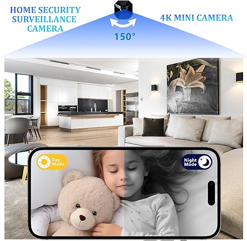 Miniatura 2 de Cámara 4K - Cámara HD para niñera para interiores, oficina, mascotas, mini cámara con aplicación, visión nocturna HD, alerta de detección de