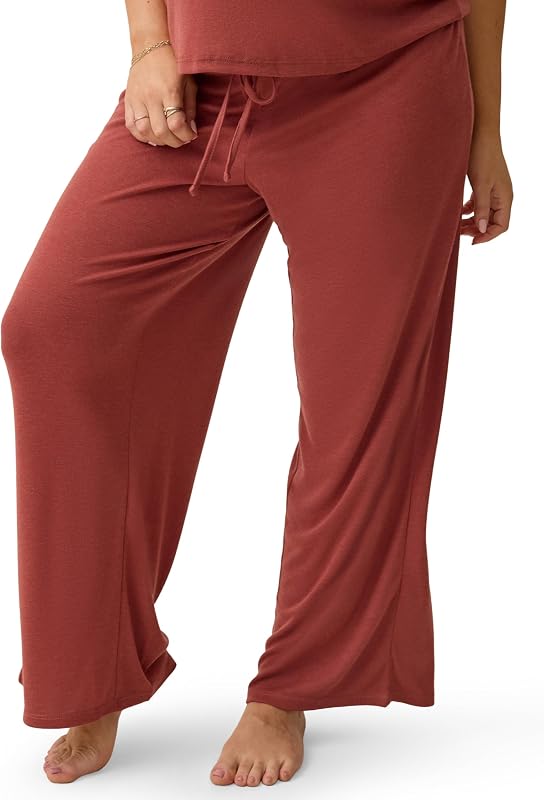 Pantalones premamá de pierna ancha Bravely Essentials de canalé para Mujer | Pantalón elástico suave con cintura ajustable con cordón. Cómodo y transpirable para dormir y descansar desde el embarazo hasta el posparto.