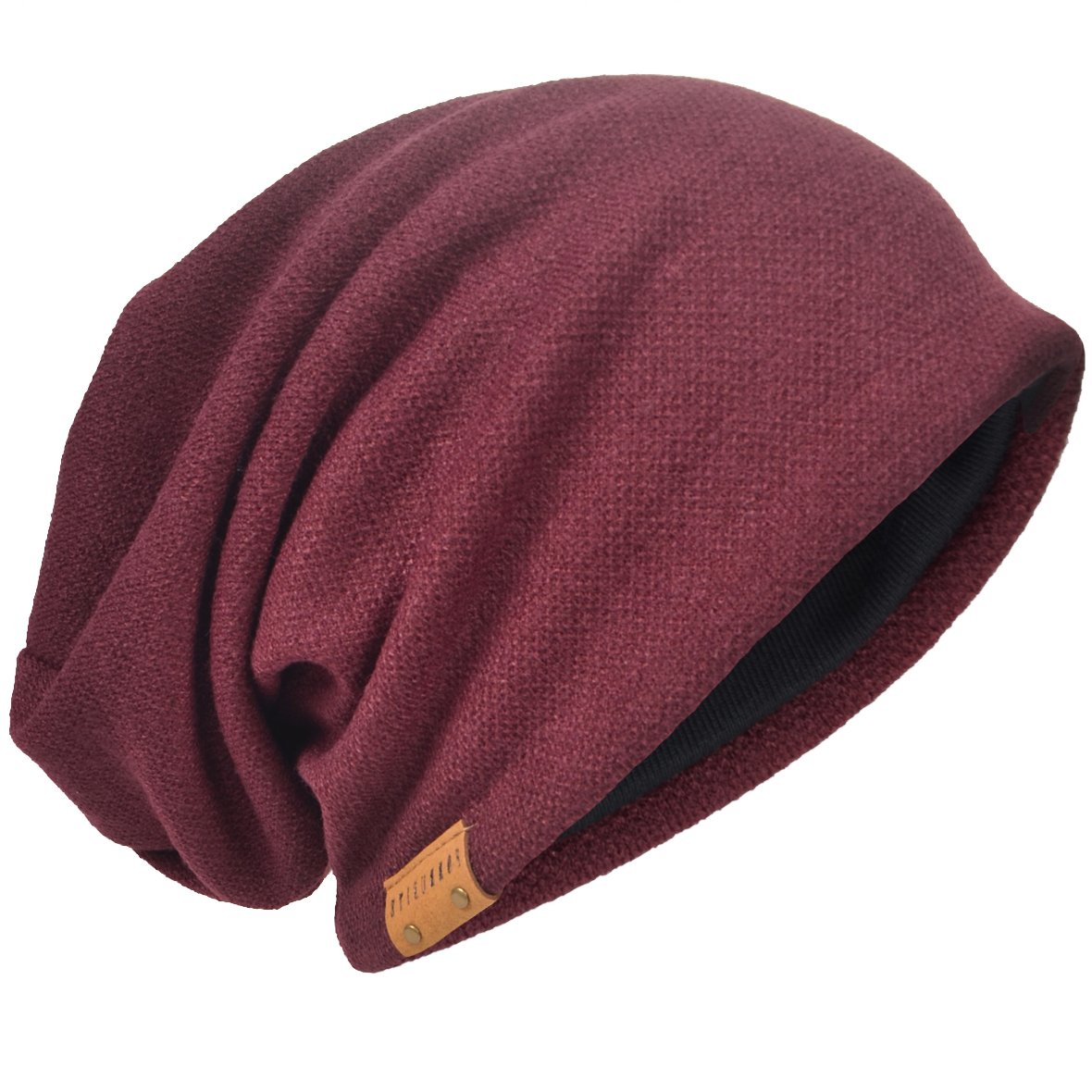 Oversized Men Knit Beanie Hat Baggy Slouchy Double-Layer Skull Cap B011s