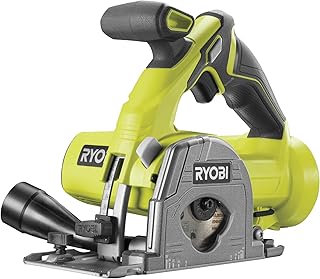 RYOBI Mini Scie Circulaire Sans Fil 18V ONE+ R18MMS-0 &ndash; 2 Lames (multimat&eacute;riaux & carrelage), Coupe Rapide et Contr&ocirc;l&eacute;e &ndash; Id&eacute;al D&eacute;coupe Rapide Bois & Stratifi&eacute;s &ndash; Batterie Non Incluse