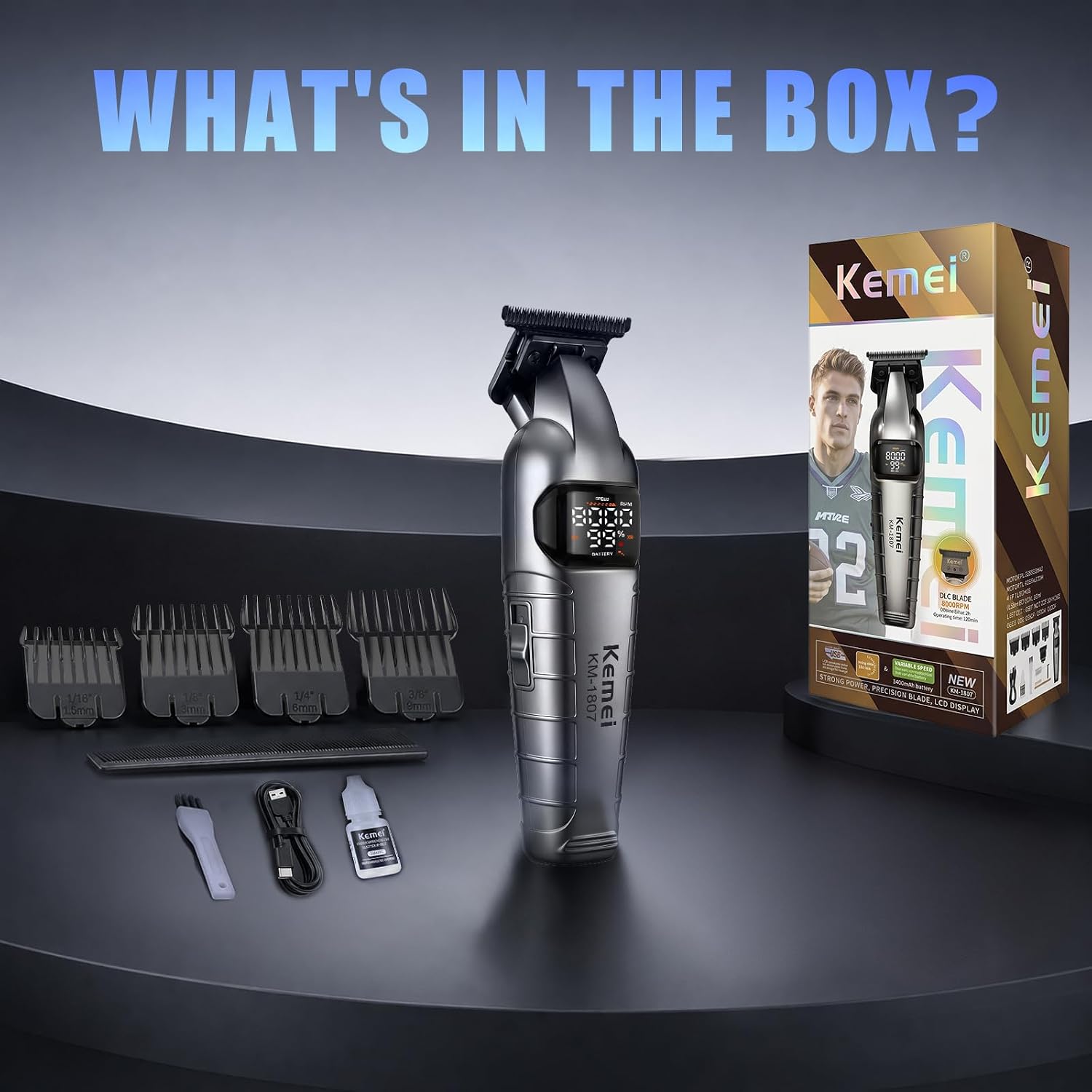 KEMEI 1807 Hair Trimmer for Men Zero Gap Hair Clippers for Hair Cutting