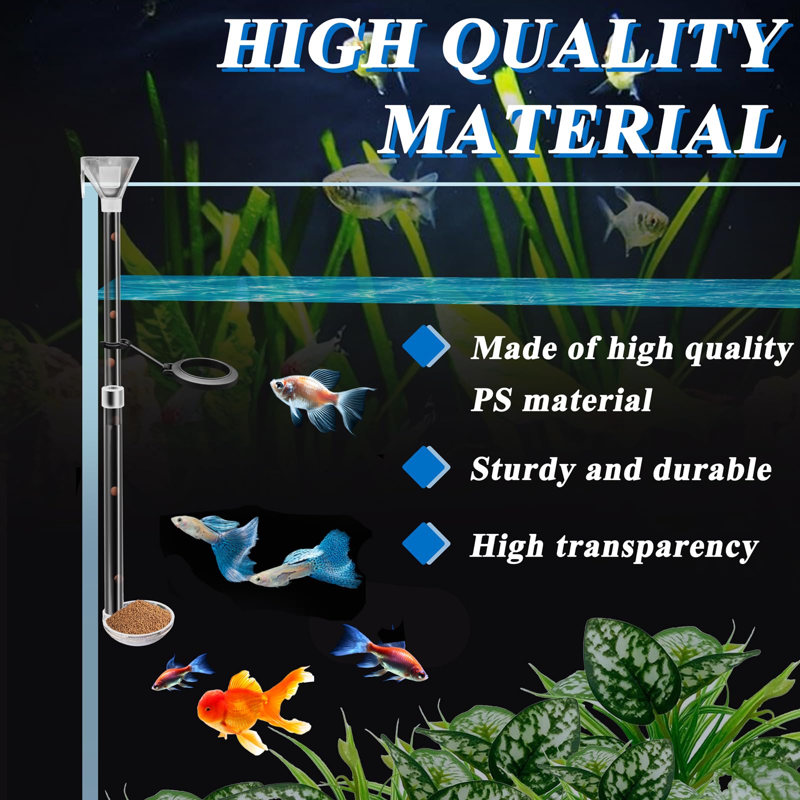 Aquarium Fisch Garnelen Futternapf Set, Garnelen Futternapf Set, Transparent Shrimp Feeding Adjustable Tube with Feeding Ring, Cleaning Brush for Fish Tank and Preventing Food Scattering (Small)