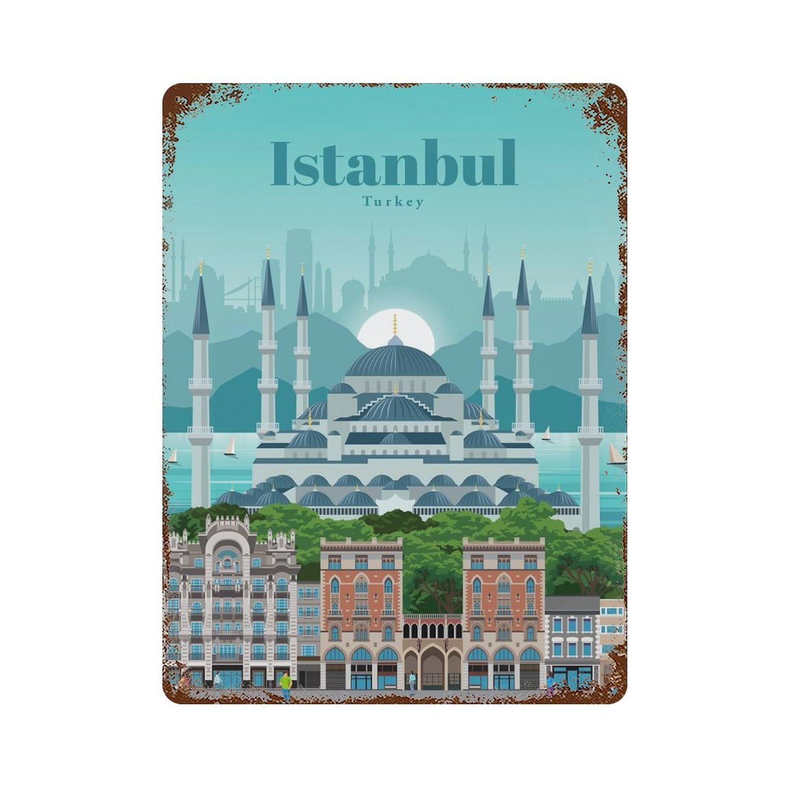 Garage Style Visiting Turkey Vintage Metal Tin Sign 15.7"x11.8", Rustic Home Decor for Bar And Workshop