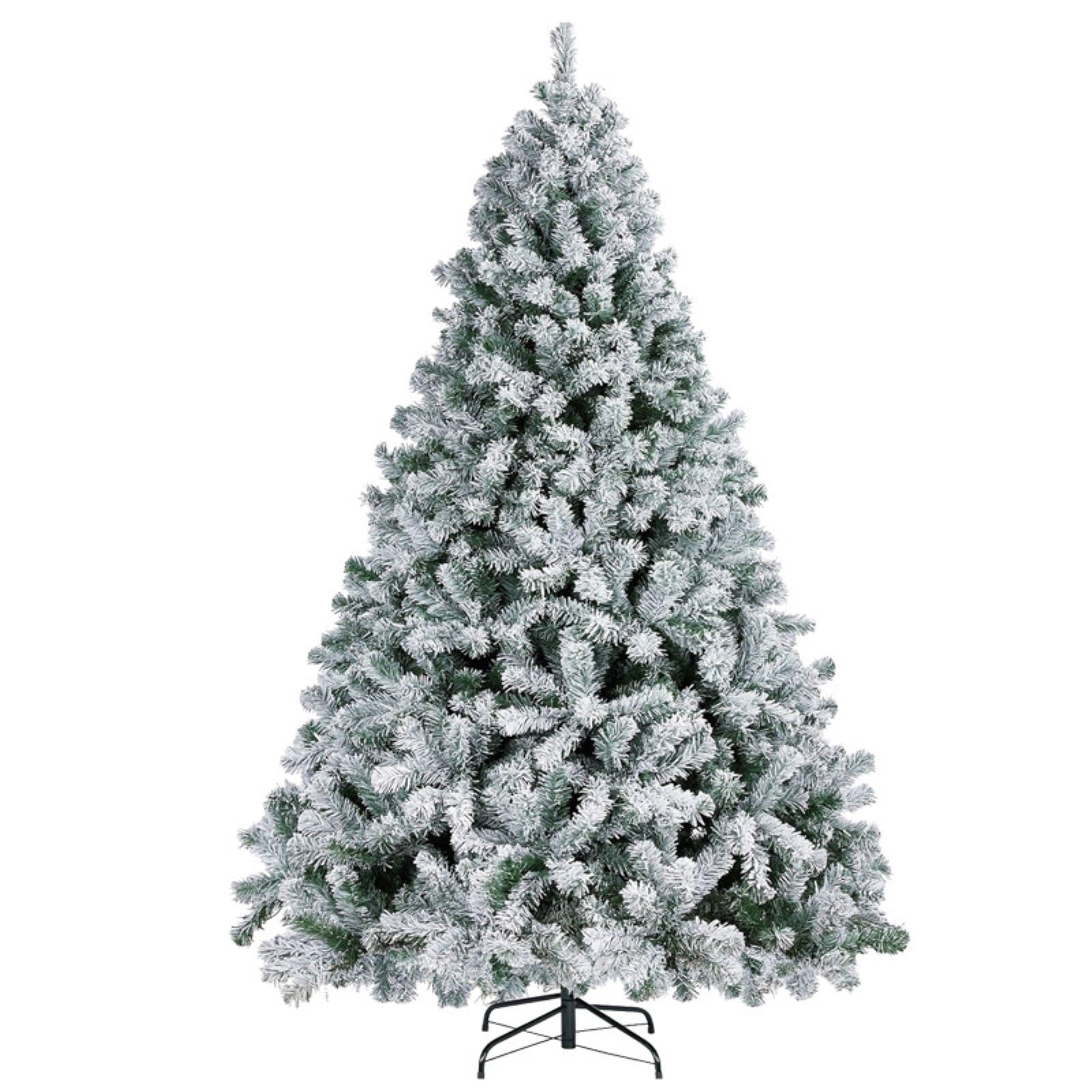 6ft Christmas Tree Premium Snow Flocked Hinged Artificial Christmas Fake Spruce Full Tree with Branch White Snow Tips(270cm)