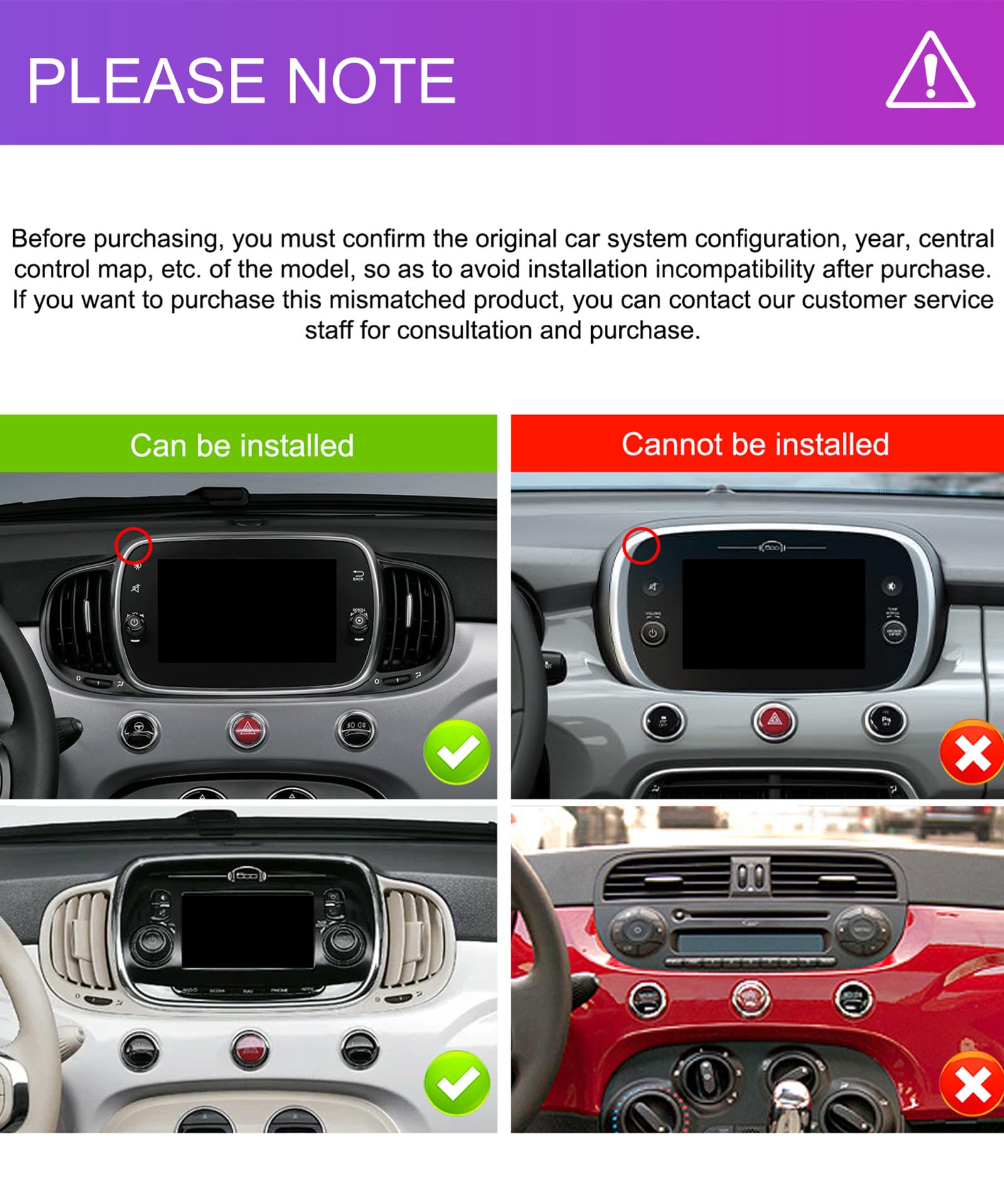 8 CORE 4G+64G Autoradio Android 13 per FIAT 500X 2014-2020, 7" HD IPS Touchscreen Stereo Auto co DSP Carplay Android Auto GPS Wi-Fi Bluetooth Radio FM RDS Retrocamera