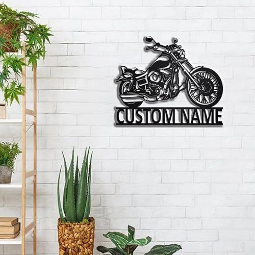 Miniatura 4 de Arte de pared de metal personalizado para motocicleta, letrero personalizado con nombre de motociclista, regalos de inauguración de casa de metal