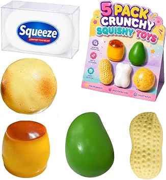 5 Pack Crunchy Squishy Asmr Feel, Crunchy Squeeze Stress Ball