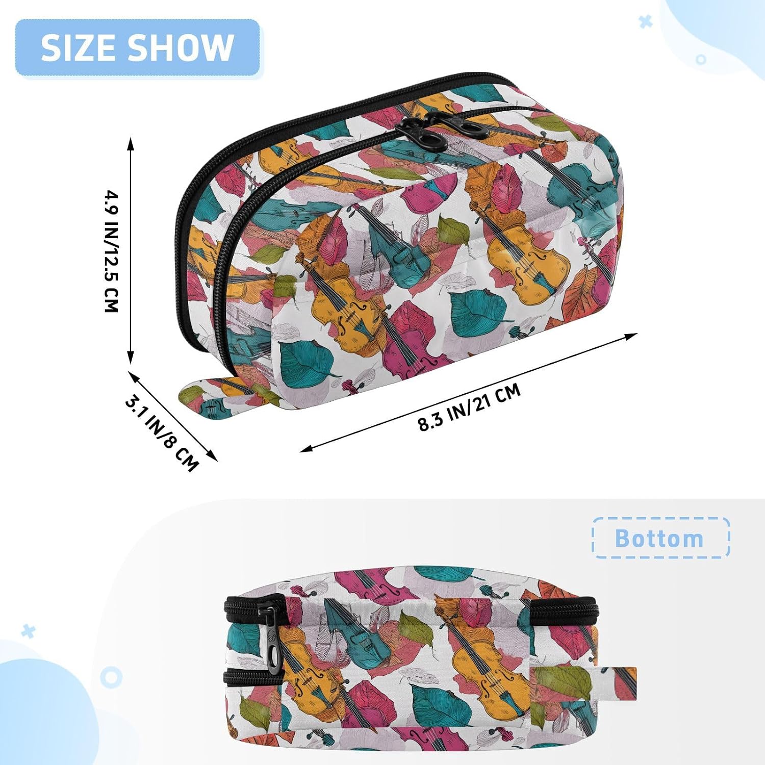 ALAZA Violin Large Capacity Pencil Case, Aesthetic Stationery Organizer Bag with Clear PVC Window, High Capacity Pen Pouch with Dividers for School Office Travel image 3