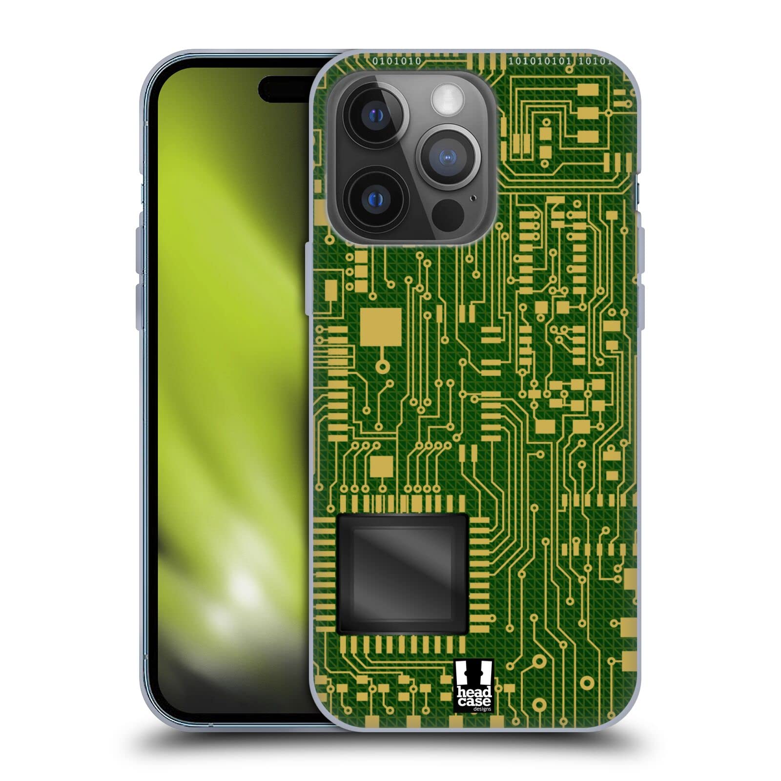 Head Case Designs Dark Green Circuit Boards Soft Gel Case Compatible with Apple iPhone 14 Pro