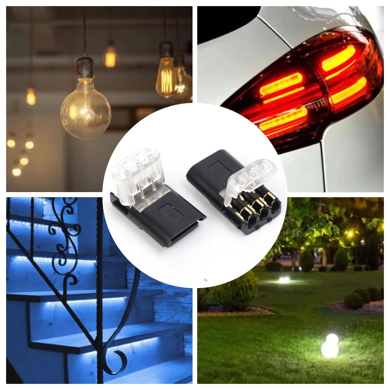 20 Pezzi Connettore, Connettori Cavo 3 Pin, Connettori Elettrici Rapidi, per Fili 18-22 AWG, Terminali Elettrici LED, Auto, Bassa Tensione