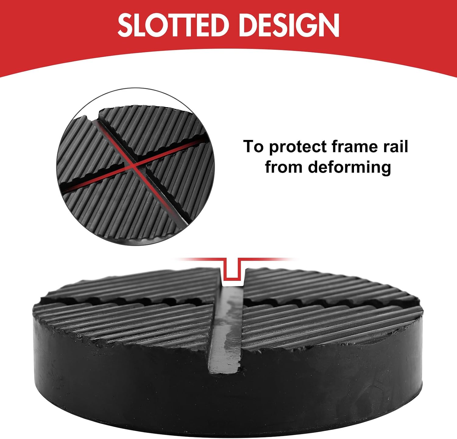 Toolly 4 Pack Floor Jack Rubber Pad, Universal Jack Adapter Pinch Weld Side Frame Rail Protector Puck/Pad for Jack Stand