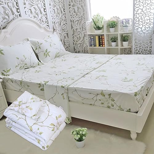 FADFAY Juego de ropa de cama floral de rosetón, colcha de verano floral vintage 100% tela de algodón con sábanas para todas las estaciones