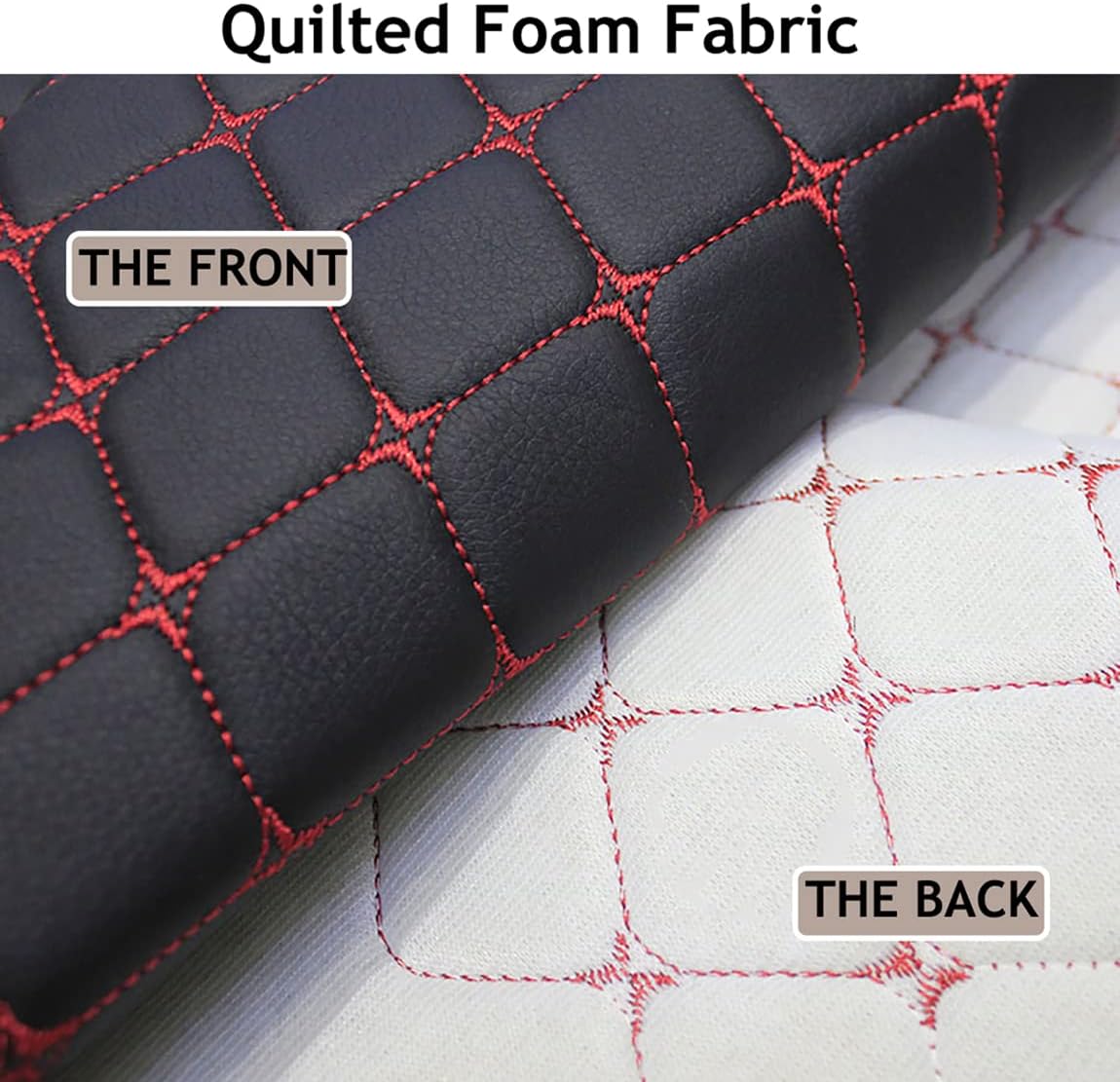 Durable PVC Leather Quilted Foam Fabric for Vinyl Seat Material Furniture Upholstery Truck Seat Cover Auto Headliner Car Interior Home Decor DIY Crafts Wide 160cm(Size:1.6x2m,Color:1 Black)