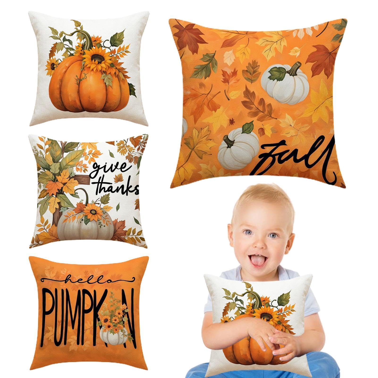 Housse de coussin d'automne 18x18 lavable pour protéger et décorer vos oreillers