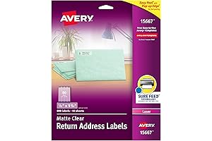 Avery 8660 Matte Clear Crystal Clear Return Address Labels