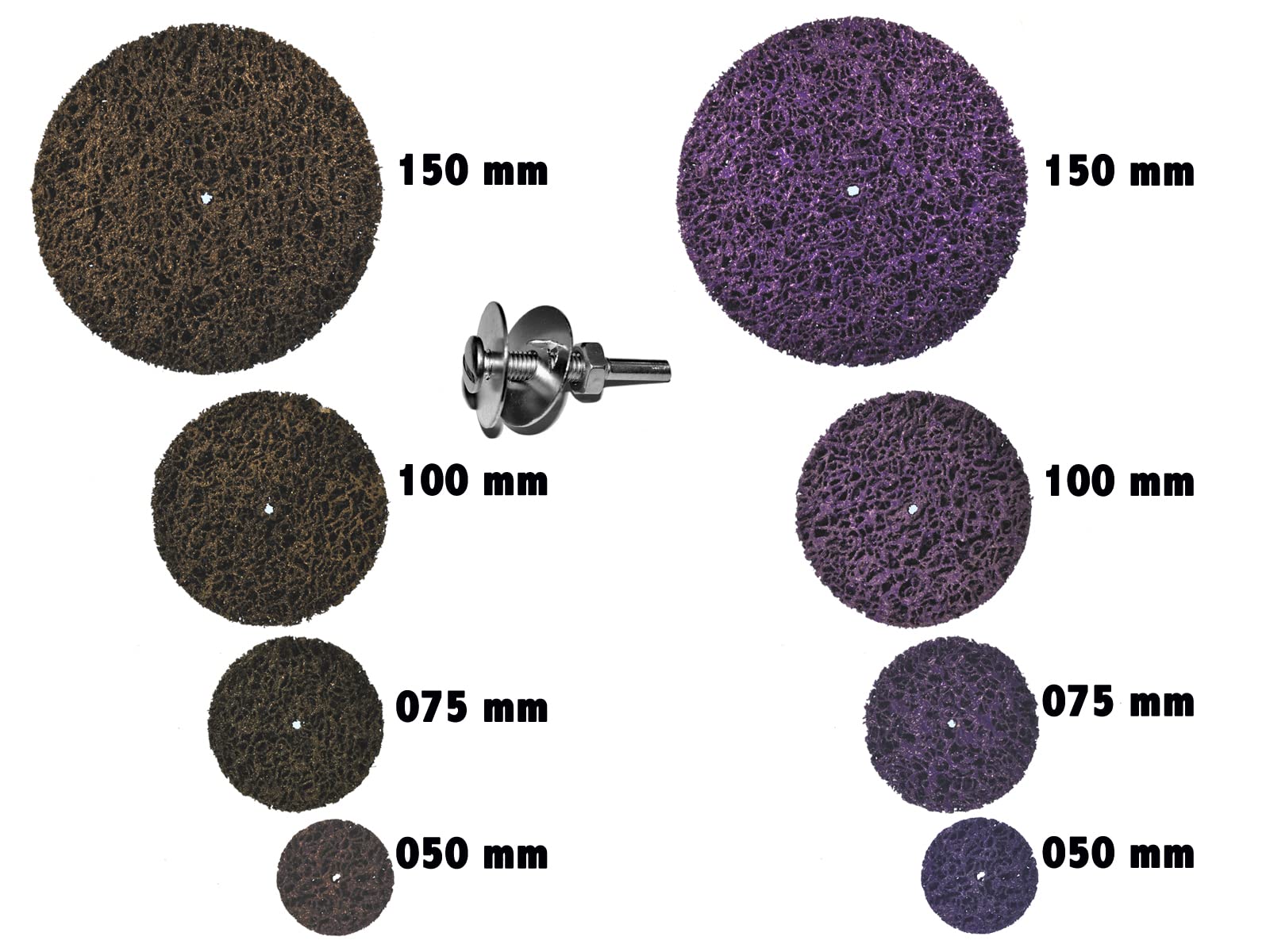 3 Stück Reinigungsscheibe CSD Ø 150mm mit Einspannschaft/Spanndorn Schaft für Bohrmaschinenfutter oder flexible Welle. Grobreinigungsscheibe CBS Clean Strip Disc Nylongewebescheibe