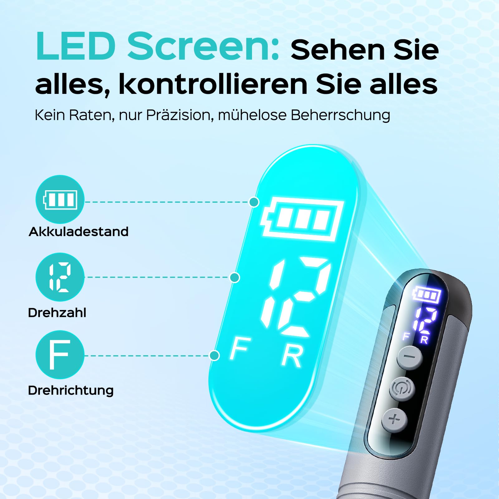 COSLUS C50 Nagelfräser Kabellose Elektrische Nagelfeile: 12-stufiger Nagelfräser mit LED-Display für Gelnägel, Acryl-Gel-Dip-Pulver-Entfernung, Nageldesign-Übung, Heim-DIY & Reisenutzung,Dunkelgrau