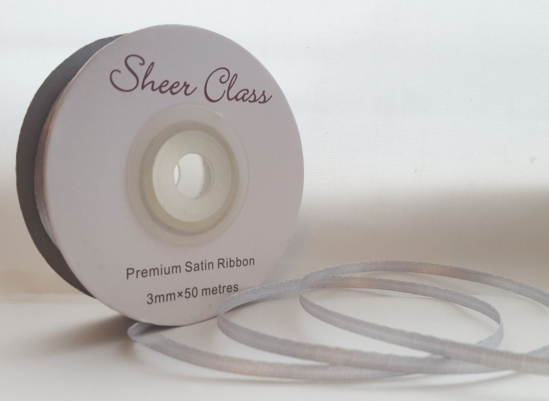 Satin Ribbon Silver Single Roll Of Double Faced 3Mm, 10Mm, 16Mm, 25Mm Widths (3Mm X 50M)